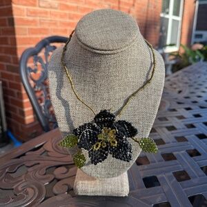 Mindy Lam Black Flower Necklace